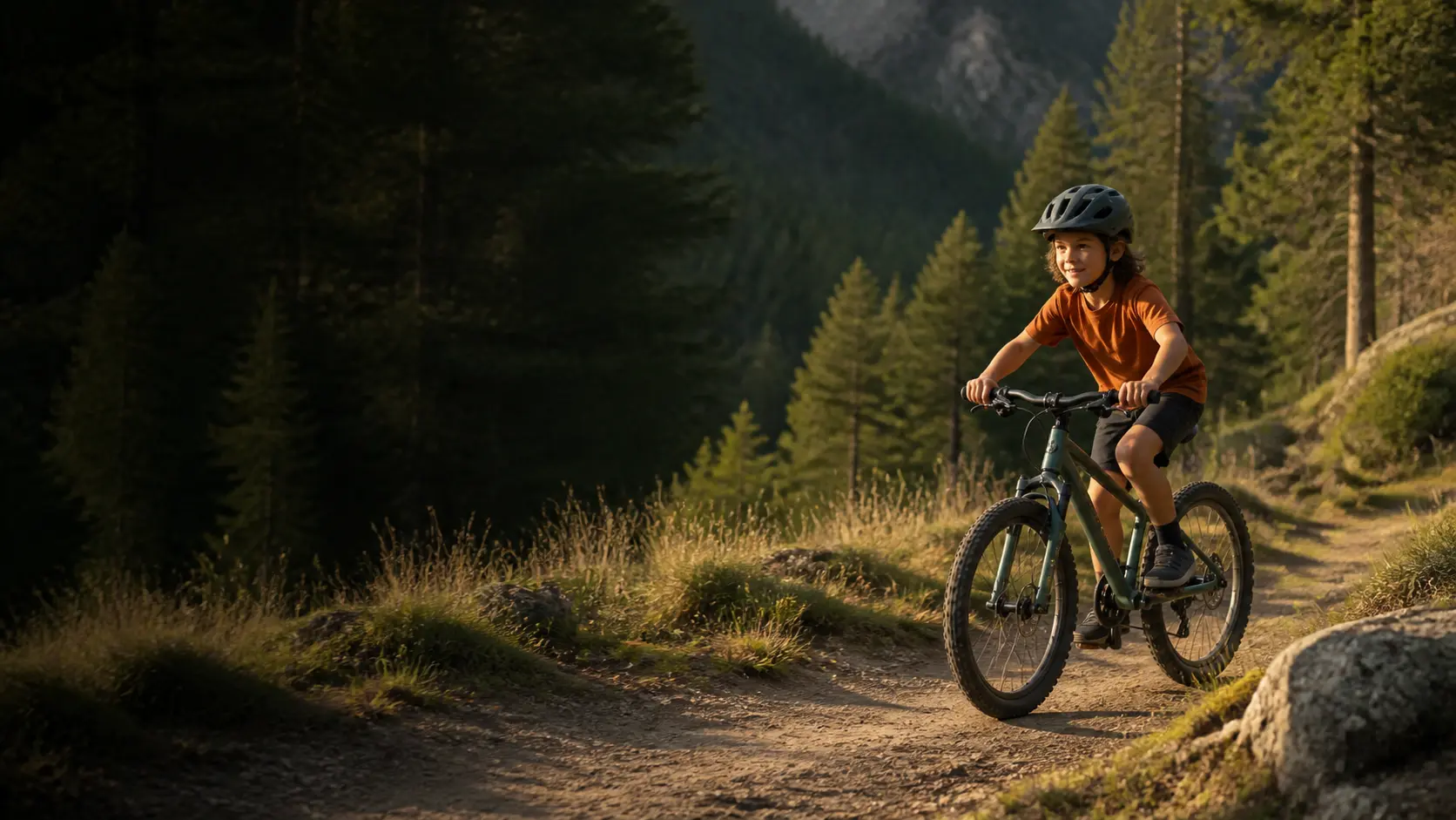 A young rider enjoying a safe forest trail