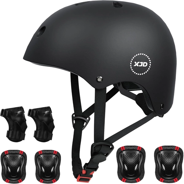 XJD Kids Helmet & Pad Set – Black, S/M/L