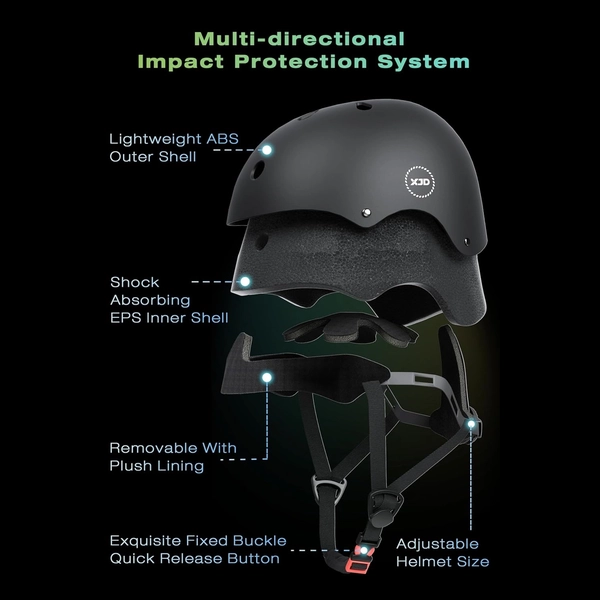XJD Kids Helmet & Pad Set – Black, S/M/L