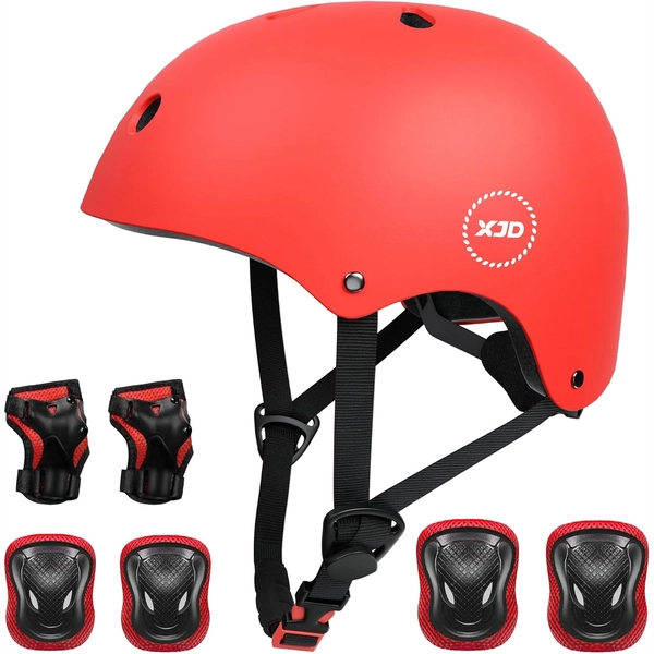 Red XJD Helmet & Protective Gear Set for Kids, Medium
