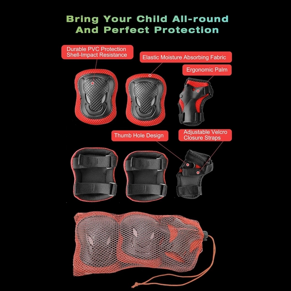 Red XJD Helmet & Protective Gear Set for Kids, Medium