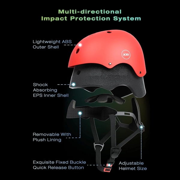 Red XJD Helmet & Protective Gear Set for Kids, Medium