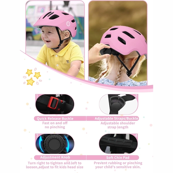 Pink Adjustable Kids Helmet by XJD – Toddler Bike Helmet, XS & S