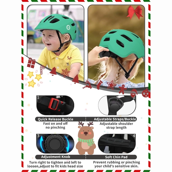 Green XJD Toddler Bike Helmet with Adjustable Fit, XS (46–51 cm)