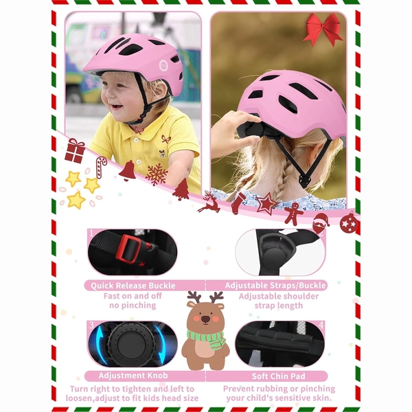 Pink Adjustable Kids Helmet by XJD – Toddler Bike Helmet, XS & S