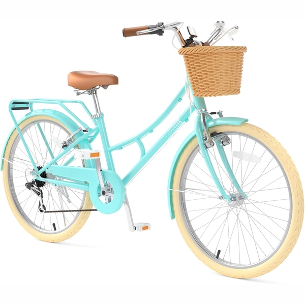 XJD 24-Inch Green Beach Cruiser Bike with U-Brake