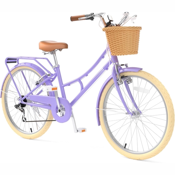 24-Inch Purple XJD Beach Cruiser Bike with U-Brake