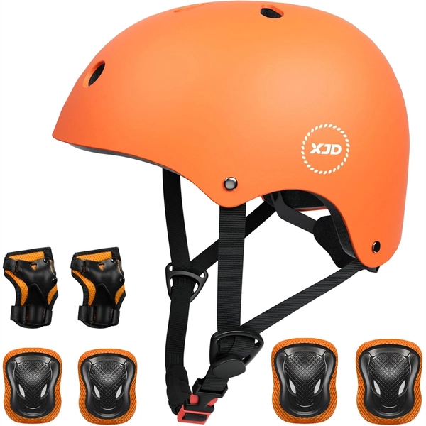 Orange Kids Helmet & Pad Set by XJD – Sizes S & M
