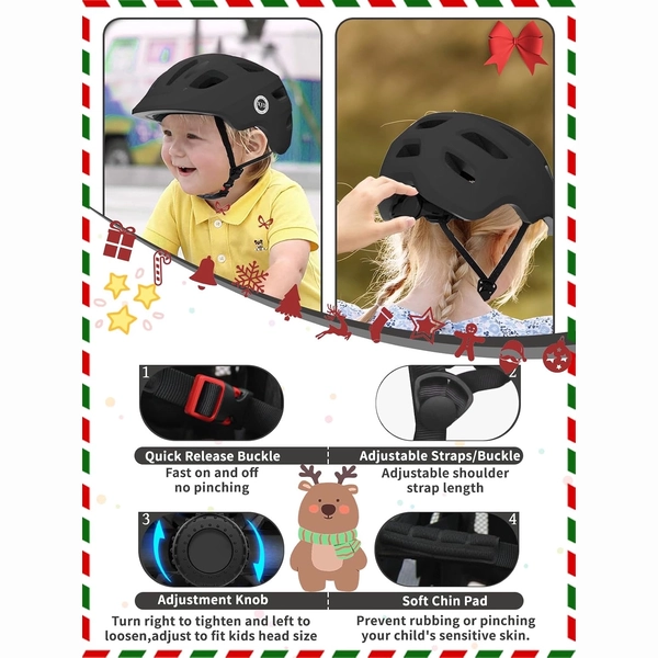 Black XJD Toddler Bike Helmet, Adjustable – Kids' Protective Helmet