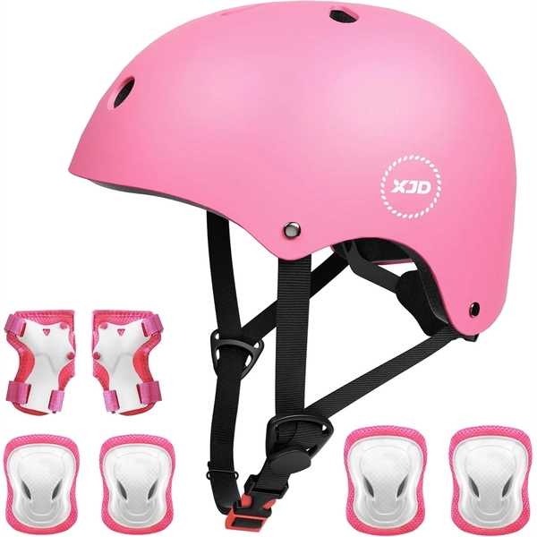 XJD Kids Helmet & Protective Gear Set for Girls, Pink