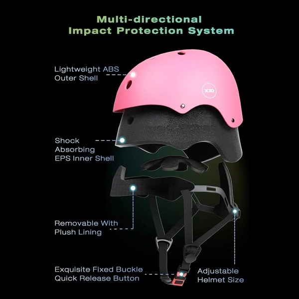 XJD Kids Helmet & Protective Gear Set for Girls, Pink