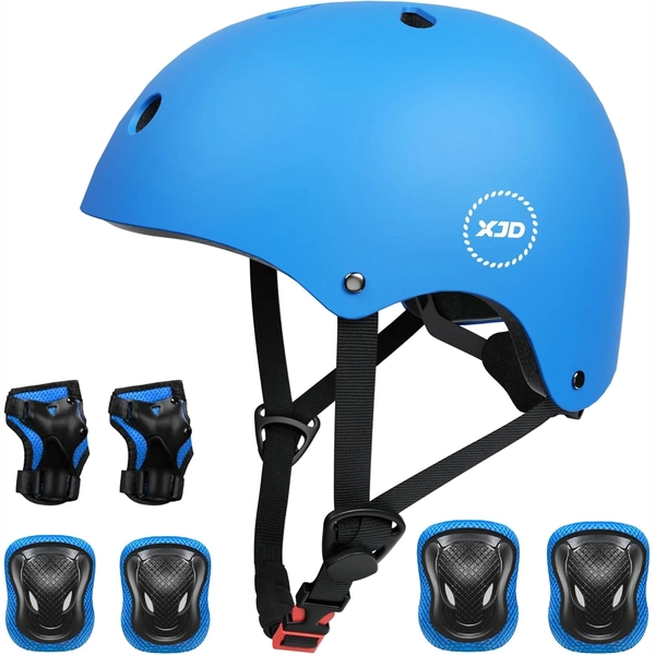 Blue XJD Helmet & Protective Gear Set for Kids, Sizes S/M