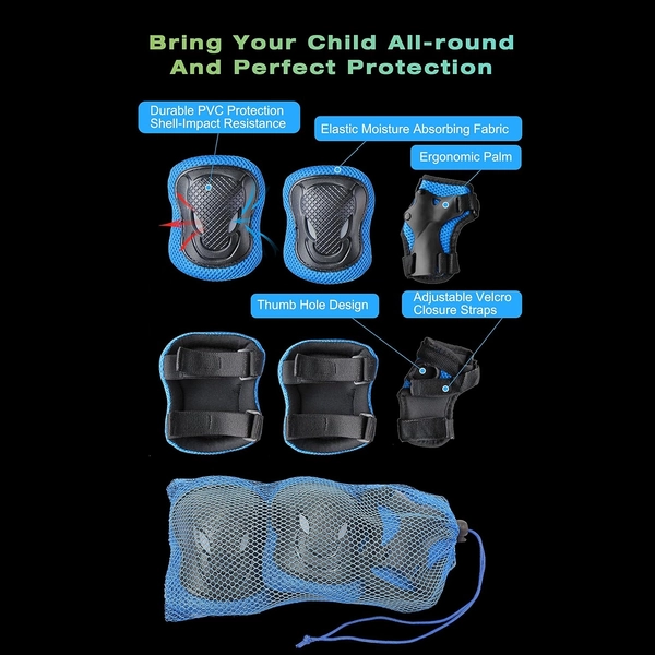 Blue XJD Helmet & Protective Gear Set for Kids, Sizes S/M