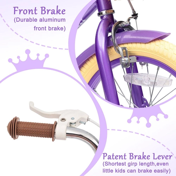 XJD Girls' Bike with Training Wheels, 12/14/16/20 Inch – Purple