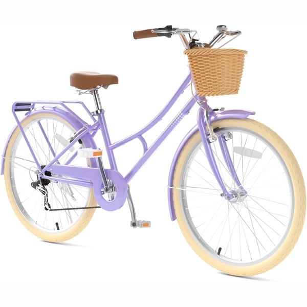 26-Inch XJD Beach Cruiser Bike for Girls – Purple, V-Brake