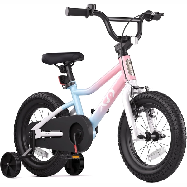 XJD Girls BMX Bike 12/14/16 Inch with Training Wheels – Pink Blue