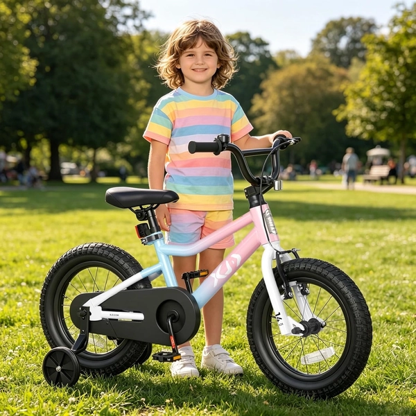 XJD Girls BMX Bike 12/14/16 Inch with Training Wheels – Pink Blue