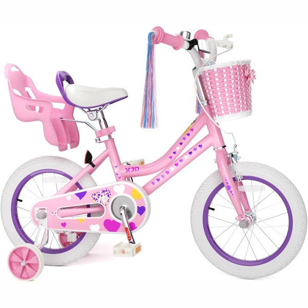 Pink Girls' 12/14/16" Bike by XJD – Basket & Doll Seat
