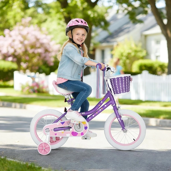 Purple XJD Girls' Bike with Doll Seat & Basket