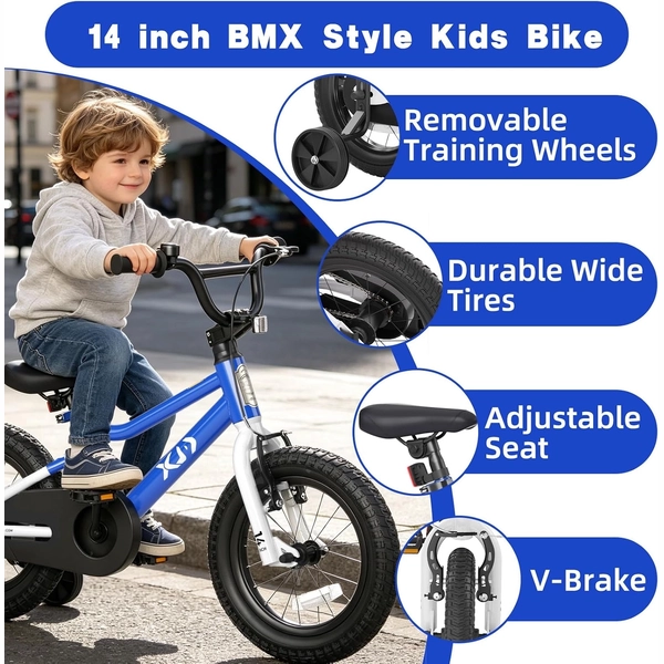 XJD Boys & Girls BMX Bike with Training Wheels, 12/14/16