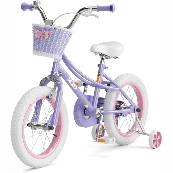 Girls' Training Wheel Bike by XJD with Basket – Purple