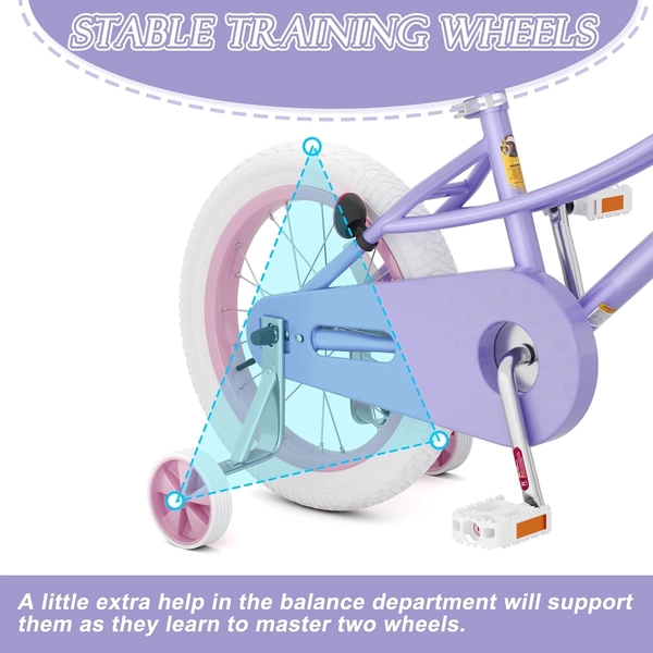 Girls' Training Wheel Bike by XJD with Basket – Purple