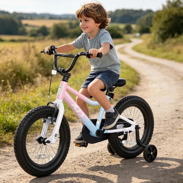 XJD Girls BMX Bike 12/14/16 Inch with Training Wheels – Pink Blue