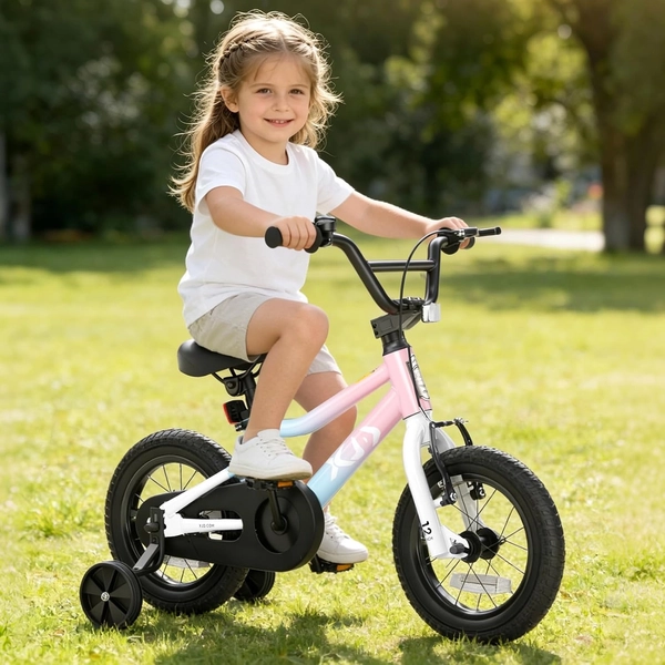 XJD Girls BMX Bike 12/14/16 Inch with Training Wheels – Pink Blue