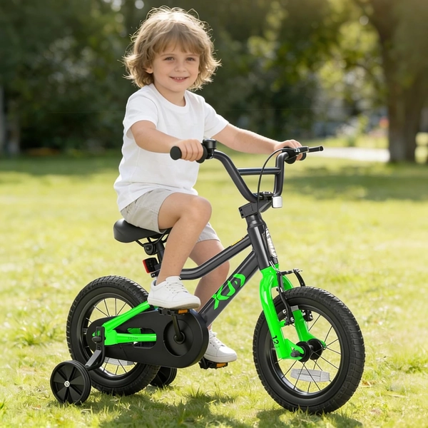 Black XJD Kids' BMX Bicycle with Training Wheels