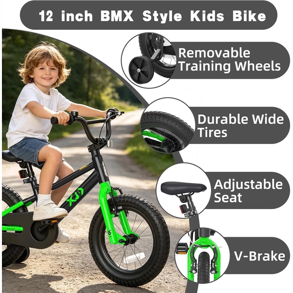 Black XJD Kids' BMX Bicycle with Training Wheels