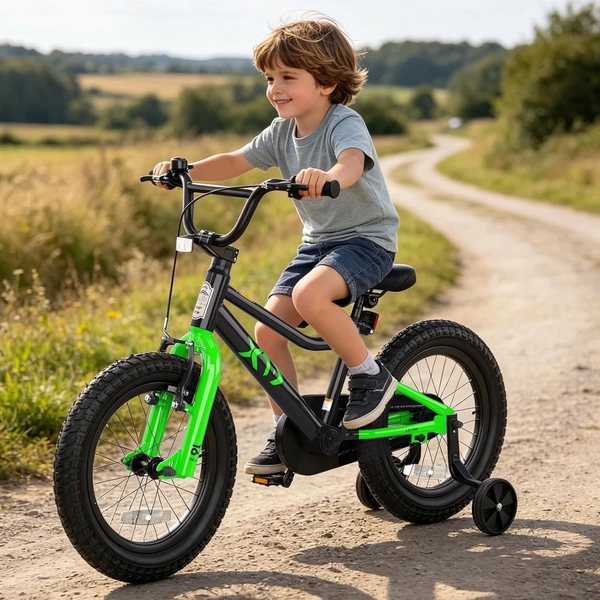 Black XJD Kids' BMX Bicycle with Training Wheels