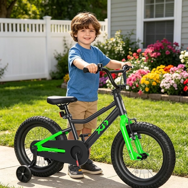 Black XJD Kids' BMX Bicycle with Training Wheels