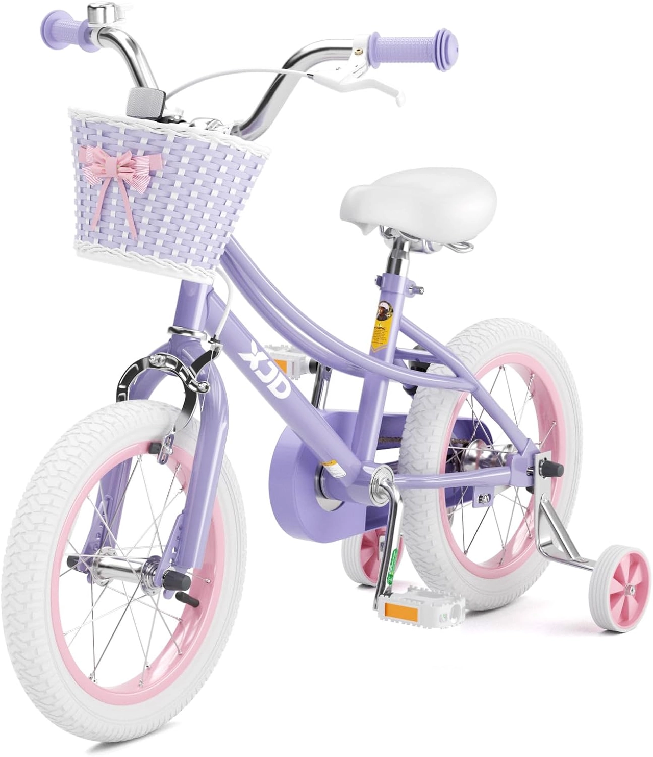 Girls' Training Wheel Bike by XJD with Basket – Purple