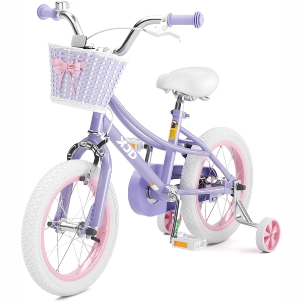 Girls' Training Wheel Bike by XJD with Basket – Purple
