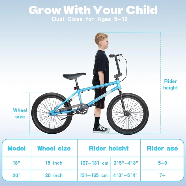 Blue XJD Freestyle BMX Bike, 20-Inch – No Pegs
