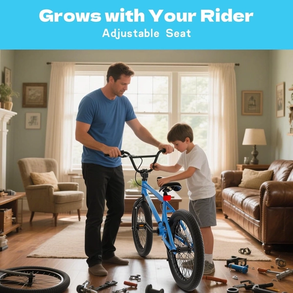 Blue XJD Freestyle BMX Bike, 20-Inch – No Pegs