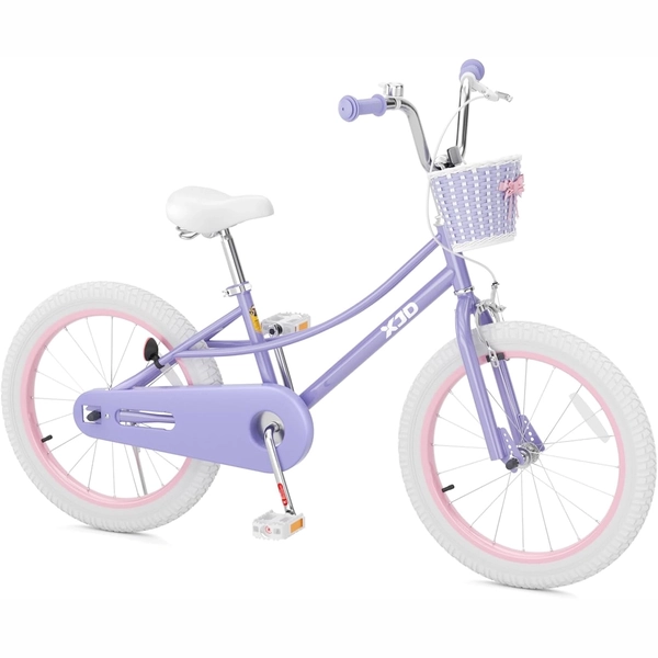 Girls' Training Wheel Bike by XJD with Basket – Purple