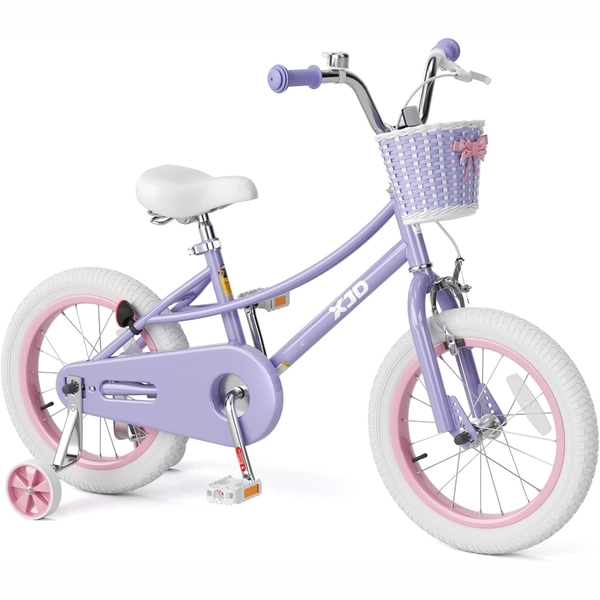 Girls' Training Wheel Bike by XJD with Basket – Purple