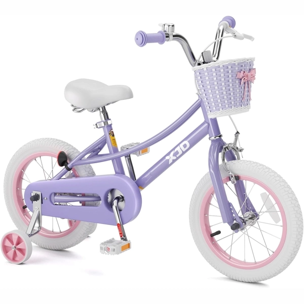 Girls' Training Wheel Bike by XJD with Basket – Purple