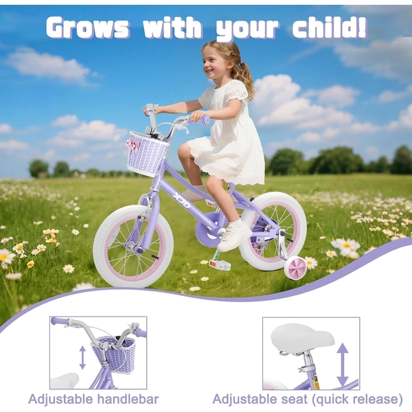 Girls' Training Wheel Bike by XJD with Basket – Purple