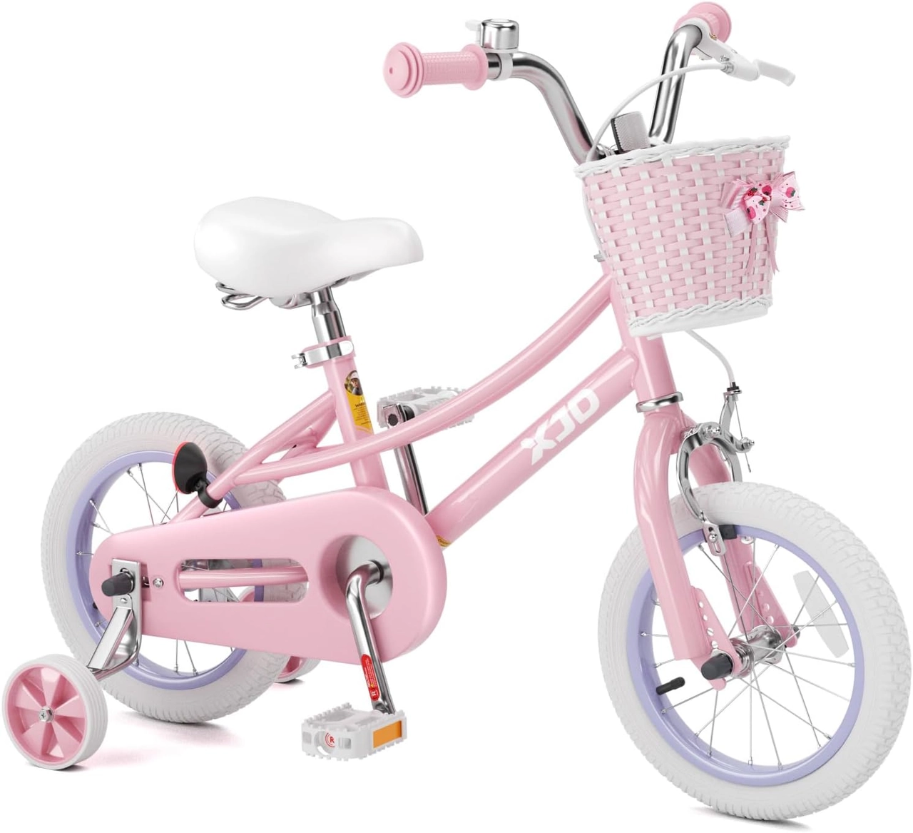 Pink 12/14/16/20" XJD Girls Bike with Training Wheels & Basket