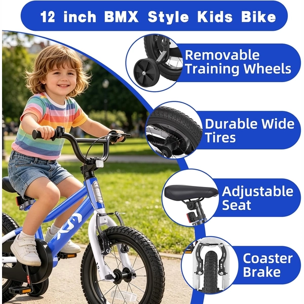 XJD Boys & Girls BMX Bike with Training Wheels, 12/14/16
