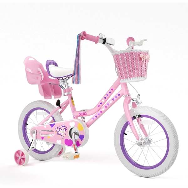 Light Pink XJD Girls' Bicycle with Basket & Training Wheels