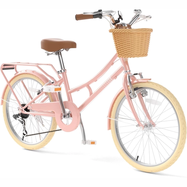 XJD Pink Beach Cruiser for Girls – Rear Rack & V-Brake