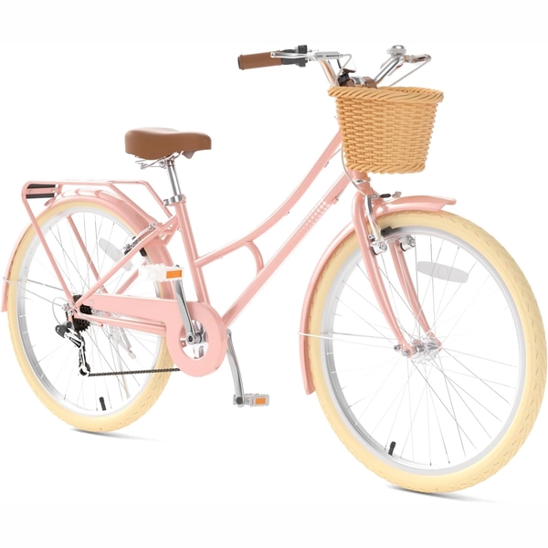 XJD Pink Beach Cruiser for Girls – Rear Rack & V-Brake