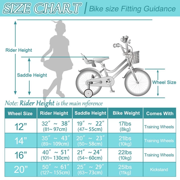 Girls' Training Wheel Bike by XJD, 12–20 Inch Wheels – Blue
