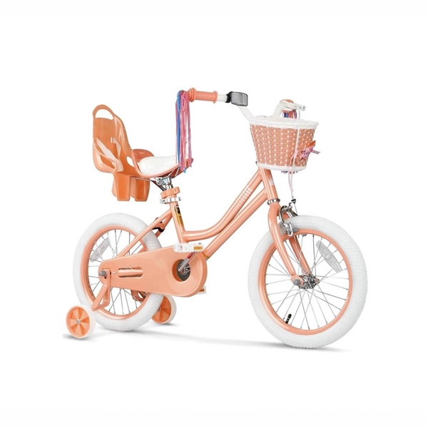 Girls 12/14/16 Inch Kids Bike by XJD with Training Wheels – Peach