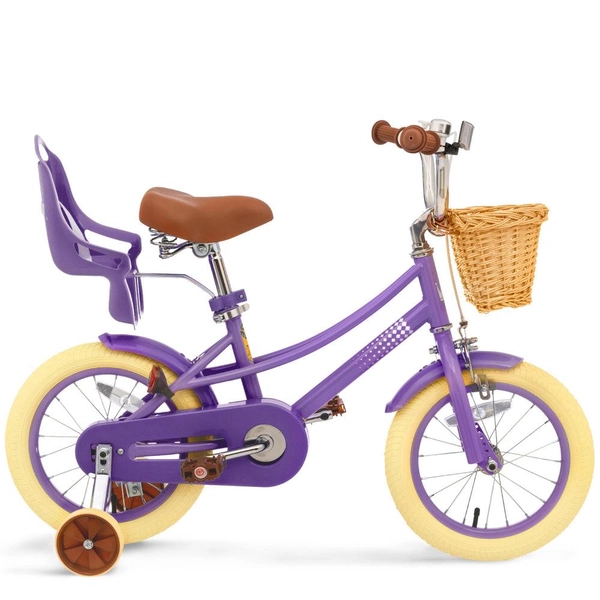 XJD Girls' Bike with Training Wheels, 12/14/16/20 Inch – Purple