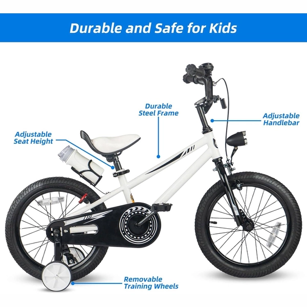 XJD Kids' Training Wheel Bike for Boys & Girls, 12/14/16 Inch – White