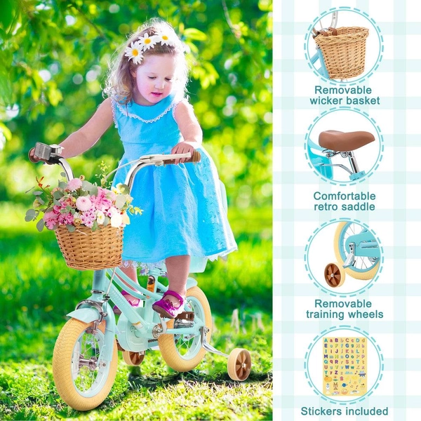 Girls' Training Wheel Bike by XJD, 12–20 Inch Wheels – Blue
